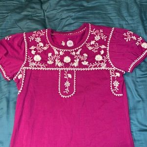 Double D Ranch Magenta Embroidered Top